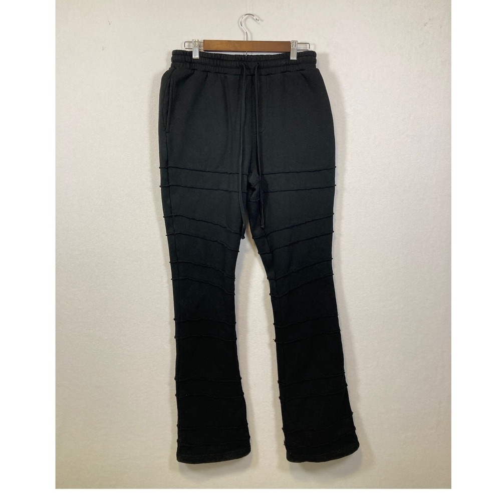 NOVAMEN Black Stitch Detail Flare Sweatpants Women Size S